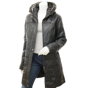 Stylish Women's PU Leather Jacket Fur Collar Hood Custom Design High Quality Different Colors for Autumn Jacket for Ladies - Product Image 2