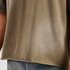 Camiseta Vintage de lavado ácido, ropa de calle, camisetas de algodón pesado lavadas desgastantes con logotipo, hombro caído de gran tamaño - Product Image 6