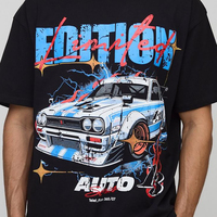 T-shirt graphique de moto en édition limitée oversize noir léger de qualité supérieure taille régulière t-shirt pour hommes à prix de gros vente en gros vente en gros