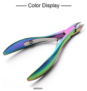 Ensemble de ciseaux de manucure en acier inoxydable titane arc-en-ciel pince à cuticules poussoir pince à épiler Clipper Double ressort Design peau morte - Product Image 3
