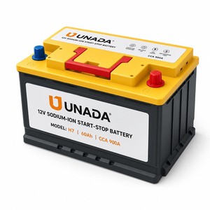 Batterie de voiture au sodium-ion UNADA H7 12V 60Ah CCA900 pour système Start-Stop, cellule 46145 Poly Anion NFFP, 50 % plus légère que les batteries au plomb-acide - Product Image 1