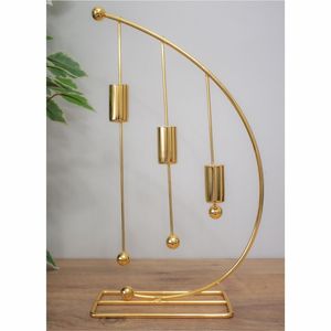 Juego de 3 Portavelas de Metal Dorado de Lujo con Forma de Luna Creciente, Candelabros Geométricos Modernos para Centros de Mesa de Boda y Decoración del Hogar - Product Image 2