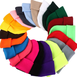 หมวกบีนนี่ถักสีทึบพิมพ์ลายทอสำหรับฤดูหนาวโลโก้ได้ตามต้องการ - Product Image 3