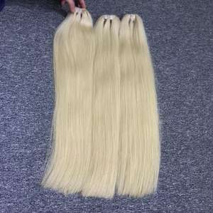 Vente en gros d'extensions de cheveux à coudre à la machine de couleur blonde blanche 100% cheveux humains naturels de la société VQ - Product Image 2