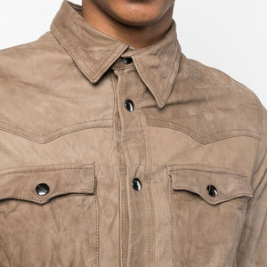 Chemise en cuir crochetée décontractée pour homme de haute qualité de Best Factory, idéale pour l'hiver et les activités de plein air, taille plus, imperméable et coupe-vent - Product Image 6