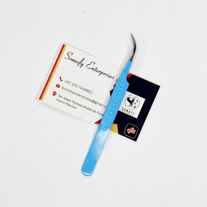 Juego de pinzas para extensión de pestañas de acero inoxidable con etiqueta privada personalizable Punta curva Color azul Pinzas para pestañas de volumen sostenible - Product Image 6