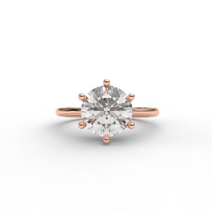 Bague de fiançailles solitaire en or rose 14 carats avec diamant de culture - Product Image 1