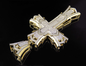 Colgante de Cruz de Jesús para hombre en estilo Hip Hop con tachuelas, Diamante de moissanita de corte brillante redondo en plata de ley S925 - Product Image 3
