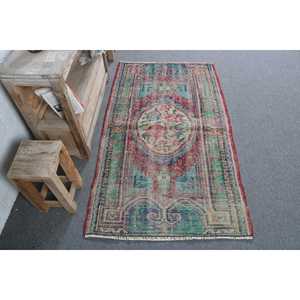 พรมวินเทจตุรกี ขนาด 2.7x4.7 ฟุต (82x143 ซม.) พรมขอบสีแดง - Product Image 1