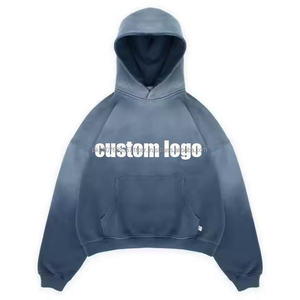 Sudadera con capucha para hombre de algodón de 500 g/m², personalizada, con hombros caídos, corte holgado, con cremallera, oversize, efecto descolorido por el sol, de peso pesado - Product Image 4