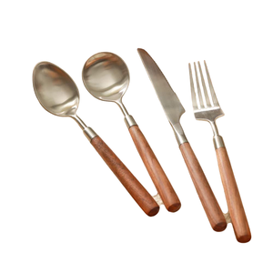 Juego de Cubiertos de Acero Inoxidable con Mango de Madera Ecológico, Diseño Moderno, Pulido Espejo, Juego de Cubiertos para Accesorios de Cocina en Oferta - Product Image 6