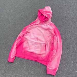 Pull-over à capuche d'hiver 100% coton pour hommes, respirant, surdimensionné, avec impression personnalisée, bouffée de logo, teint en plaine. - Product Image 5