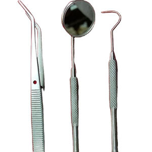 Ensemble d'examen de haute qualité en 3 pièces : sonde PMT, pince à épiler et miroir buccal avec manche, instruments dentaires avec votre propre marque - Product Image 1