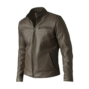 Chaqueta de cuero PU de piel de vaca informal para hombre 2025 con cuello levantado y manga larga con cremallera chaqueta OEM de invierno de alta calidad para hombre - Product Image 3