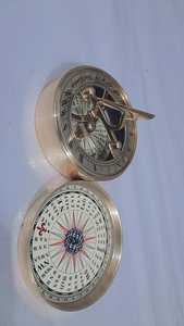 Brújula de calendario de latón antiguo, regalo de bautismo, brújula de bolsillo, regalo de Navidad, artesanías de Metal, senderismo, Camping DE LA India - Product Image 5