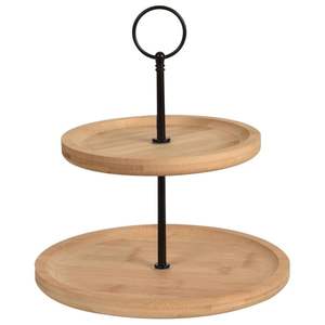 Plateau de service rond en bois en gros d'usine avec support de base pour servir des gâteaux et autres friandises - Product Image 4