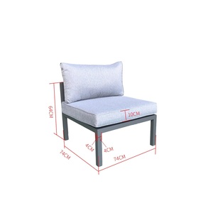 Ensemble de jardin gris Crete Rhodes, section centrale, banc de patio élégant - Product Image 1