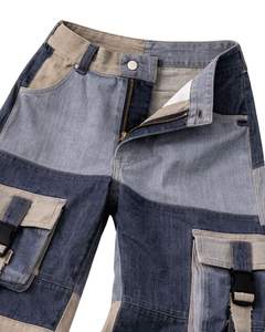 <b>Women</b> Patchwork Cargo <b>Jeans</b> Blue <b>Khaki</b> Wide Leg Denim Pants Streetwear Baggy Fit Multi Pocket Vintage Utility Fashion Trousers - Product Image 3