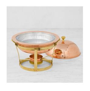 Plato de frotamiento de cobre de inspiración vintage con tapa acampanada y Pomo decorativo ideal para banquetes formales y necesidades de servicio - Product Image 2