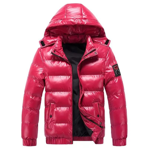 Manteau à capuche d'hiver en duvet de bulles gonflées à capuche pour hommes, vestes bouffantes avec capuche, légères et chaudes pour l'extérieur avec logo personnalisé - Product Image 4