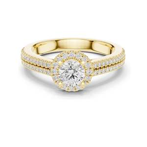 Anillo de Compromiso con Diamante de Laboratorio Redondo Brillante de 0.888 CT con Halo para Mujer, Claridad VVS-VS EF, Oro de 18K, 14K, 10K y Plata 925 - Product Image 3