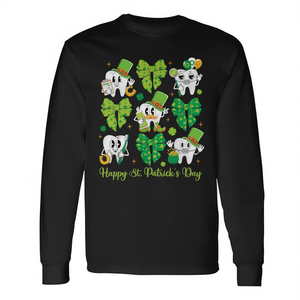Camiseta de Manga Larga con Lazo Coqueta para el Día de San Patricio, Diseño Inspirado en los Dientes Irlandeses, para Dentistas y Asistentes Dentales, Camisetas Promocionales - Product Image 3