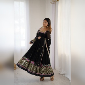 Elegant Embroidered Sequence Designer Anarkali <b>Three</b> Piece Set Heavy Georgette Luxury Gown Wedding Sponsor - Product Image 3