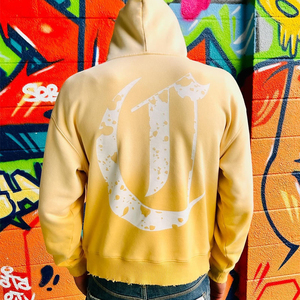 Sudadera con capucha casual para hombre OEM, 100% algodón, estilo vintage, lavado, con estampado, pedrería, bolsillos con cremallera, dobladillo deshilachado y rasgado, ideal para invierno. - Product Image 5
