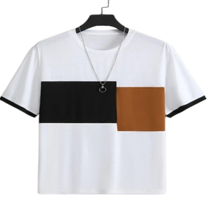 Camiseta de gran tamaño Lisa ligera de alta calidad, camiseta de hombre de algodón 100 en blanco con rayas de color personalizadas - Product Image 1