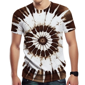 Service OEM T-shirts pour hommes Couleur contrastée Col en O Tie Dye Court Plus Size Summer Wear 100% Cotton T Shirt - Product Image 4