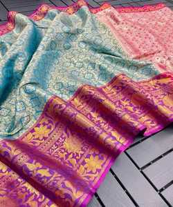 Traditional Banarasi Saree with Checks Design, Reflecting Timeless Elegance and Grace. - Product Image 6