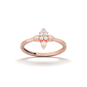 Juego de puntas de diamante de corte redondo de 0,11 quilates, anillo Floral elegante, chapado en platino a la moda, hecho en platino, Unisex - Product Image 3