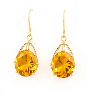 Pendientes colgantes de piedra de Zirconia amarilla de moda para mujer al por mayor, pendientes de compromiso a la moda - Product Image 3