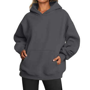 Sweat à capuche automne et hiver pour femmes nouveau Style couleur unie sweat à capuche ample à manches longues sweat OEM - Product Image 3