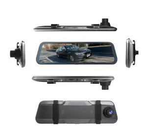 وولف بوكس G840S لوحة تسجيل الرؤية الليلية 4K UHD12" مرآة لوحة عدادات الكامير احتياطية الكاميرا الأمامية والخلفية المزدوجة مرآة لوحة كاميرا