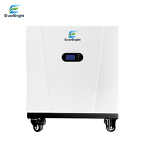 Batterie au lithium LiFePO4 de 15,36 kWh, 51,2 V, 300 Ah, sur pieds avec roues, pour stockage d'énergie solaire domestique