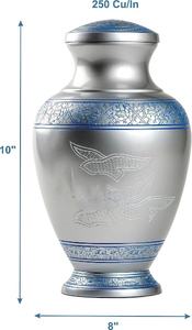 Urna de cremación de plata real para cenizas humanas-Urna funeraria para adultos hecha a mano Cenizas asequibles Oferta de urna grande (Arcadia Blue, Adult) - Product Image 3