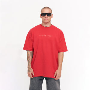 Camisetas de Hombre Extra Grandes de Punto, Algodón Grueso, Ropa Urbana Personalizada, Anti-Pilling, Hombros Caídos, Manga Corta - Product Image 1