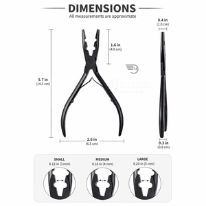 Pinzas para Extensiones de Cabello con Micro Anillos, Herramienta de Prensado de Nano Perlas, Color Negro Mate, Duraderas, para Uso Profesional en Salón - Product Image 3