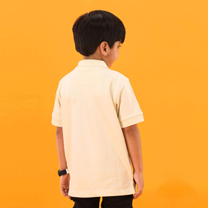 Logotipo bordado personalizado niños para Polo 100% algodón peinado Piqué 220 Gsm amarillo pálido sólido de manga corta talla grande verano - Product Image 2