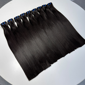 Full Ends Bone Straight Human Hair Bundles Natural <b>Black</b> Soft Smooth 100g Double Weft Long Hair For Custom <b>Wig</b> Making - Product Image 4