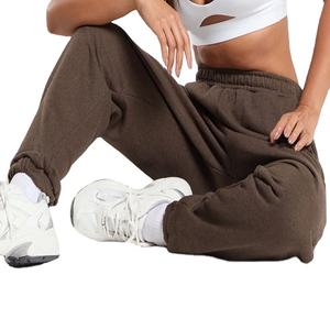 กางเกงวอร์มผ้าฟลีซกันยับสีน้ำตาลนุ่มสบายสำหรับผู้หญิงและผู้ชายไซส์พลัส เหมาะสำหรับวันพักผ่อนในฤดูหนาว เอวยางยืด ผ้าฝ้าย 100% รุ่น 2026 - Product Image 1