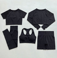 Ensemble de survêtement pour femme personnalisé en 4 pièces, short en coton et polyester, séchage rapide, respirant, pour la remise en forme, la salle de sport, les sports