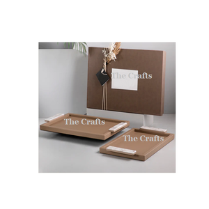 Plateau de service alimentaire en marbre avec poignées en métal plateau de chocolats de qualité exclusive pour l'utilisation de restaurant à domicile - Product Image 6