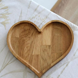 Plateau de service en bois de chêne avec coins arrondis, Assiette en bois, Planche de service Accessoires d'espace de travail faits à la main | Affiné | - Product Image 6