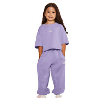 Ensemble haut court et pantalon pour garçons, à capuche, manches courtes, coupe ample, motif brodé, vêtements d'hiver pour enfants, 100 % coton