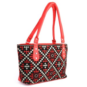 กระเป๋าถือปักลายสำหรับผู้หญิง - สีแดง - Product Image 1