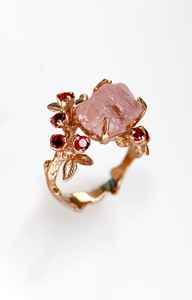 Pink Morganite Sterling <b>Silver</b> IGI Certified Elegant Branch Ring for <b>Wedding</b> Luxury Jewelry - Product Image 3
