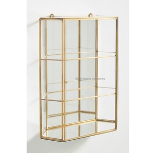 Antique Design <b>Display</b> <b>Cabinet</b> Storage Box for Living Room Decor Brass/Glass Rectangular <b>Display</b> <b>Cabinets</b> - Product Image 4
