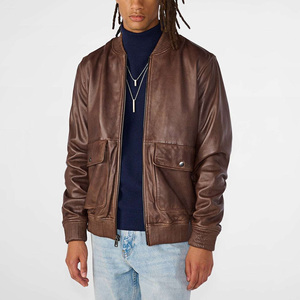 <b>Leather</b> Bomber <b>Jacket</b> With Custom Logo Embroidery Printing <b>Mens</b> Womens Fashion Outerwear Casual Wear OEM Supplier - Product Image 4